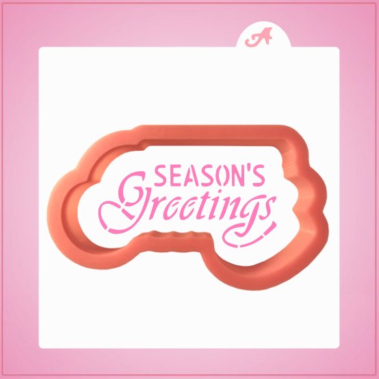 Scrolly Seasons Greetings Cookie Cutter With Stencil