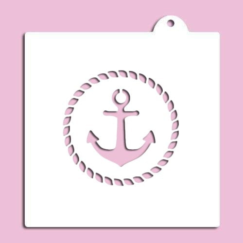 Anchor With Rope Stencil