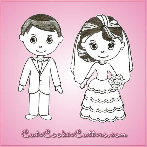 Cute Bride and Groom Cookie Cutter Set 