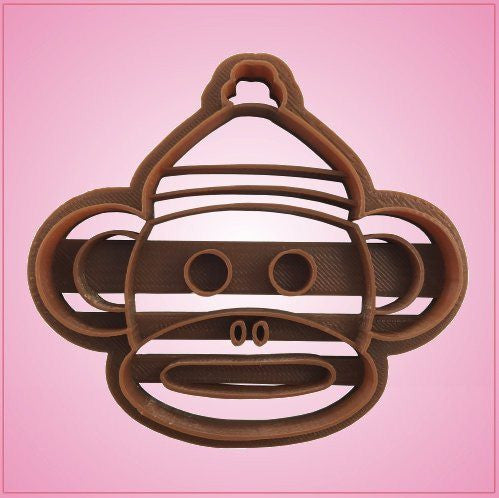 Embossed Sock Monkey Head Cookie Cutter 
