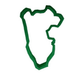 A green plastic cookie cutter in the shape of a map of Peru.