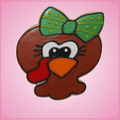 Pink Tara Turkey Girl Head with Bow Cookie Cutter