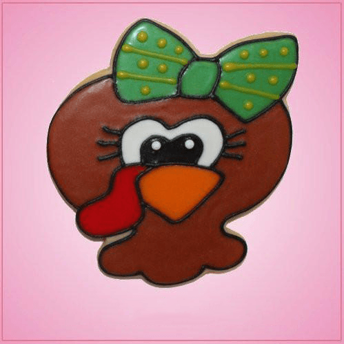 Pink Tara Turkey Girl Head with Bow Cookie Cutter