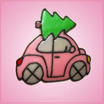 Pink Beetle Car With Tree Cookie Cutter