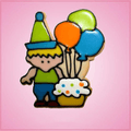 Pink Birthday Boy With Balloons Cookie Cutter