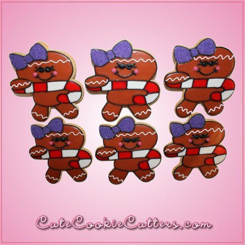 Pink Ginger the Gingerbread Girl with Candy Cane Cookie Cutter