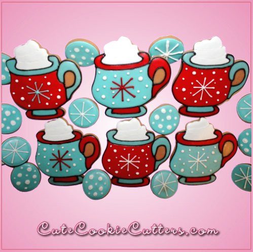 Pink Hot Cocoa with Whip Cream Cookie Cutter