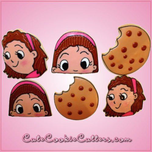 Pink Mimi Baking Girl Sideways Cookie Cutter