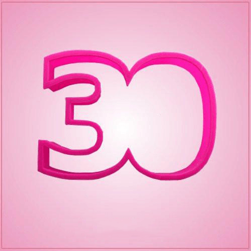 Pink Number 30 Cookie Cutter