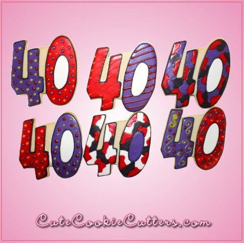 Pink Number 40 Cookie Cutter