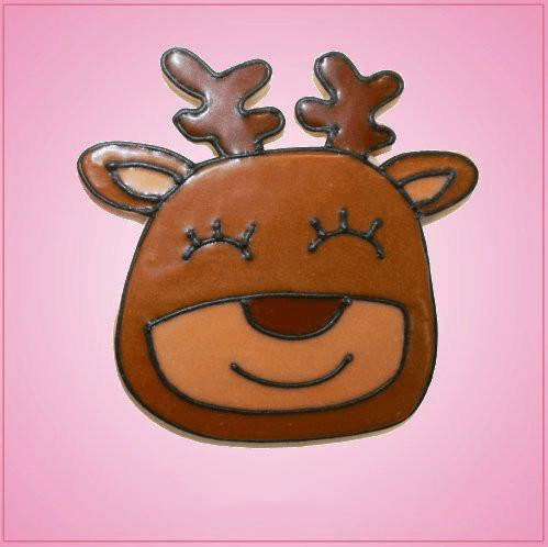 Pink Ralph Reindeer Face Cookie Cutter 
