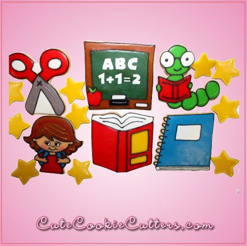 Pink Bookworm Cookie Cutter