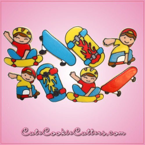 Pink Stanley Skateboard Boy On Ground Cookie Cutter - Cheap Cookie Cutters