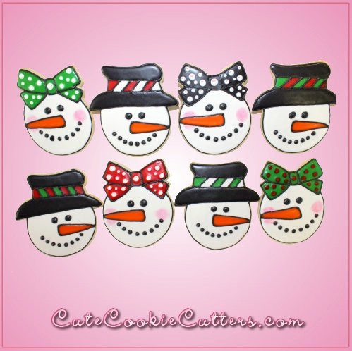 Pink Sarah Snowgirl With Bow Cookie Cutter