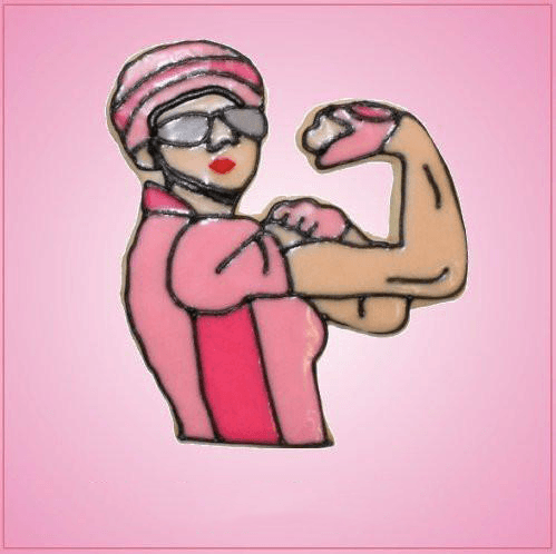 Pink We Can Do It Cycling Girl Cookie Cutter