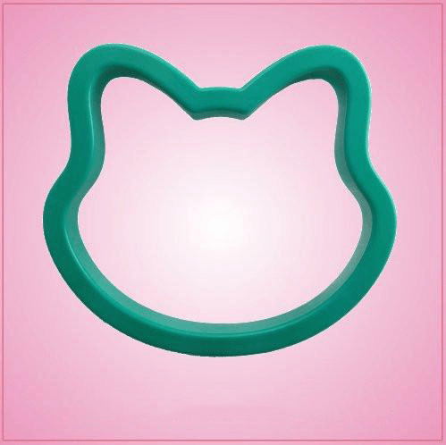 Teal Cat Head Cookie Cutter 