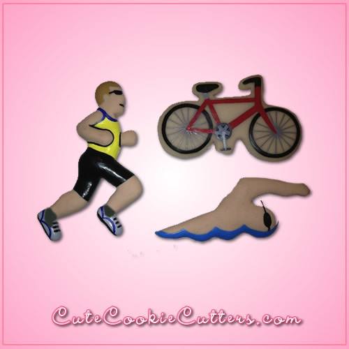 Triathlon Cookie Cutter Set Decorated Cookies
